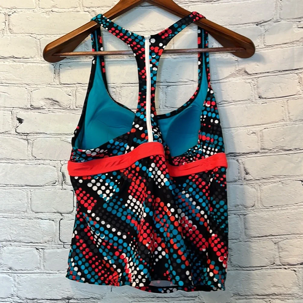 Danskin Blue Black Pink Tankini Swimsuit Top Size XL Size 16-18